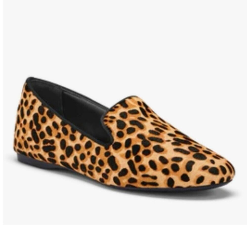 Birdies Womens The Starling Leopard Calf Hair Flats Size 9 Tan Animal Print